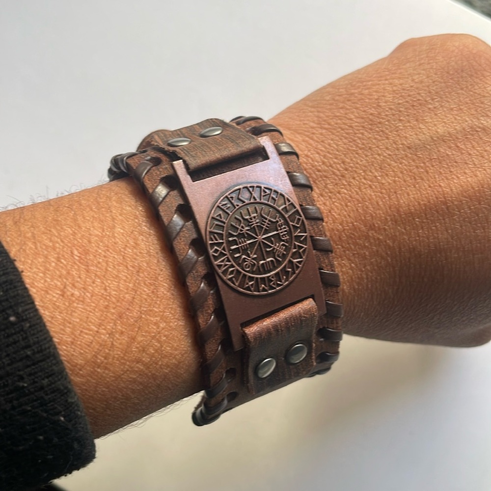 Viking leather bracelet